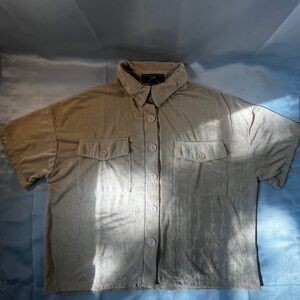 SHEIN Light Brown Casual Button-Down Shirt